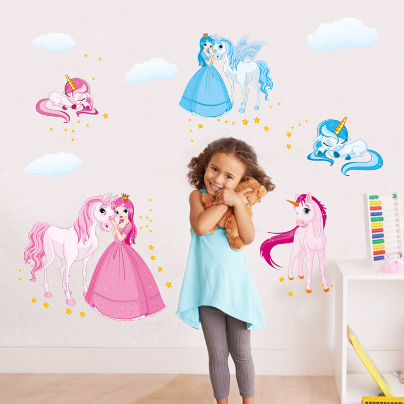Decal dán tường ngựa pony và công chúa JM8362