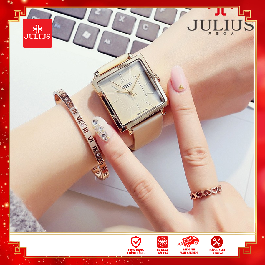 Đồng hồ nữ Julius Hàn Quốc JA-354 mặt vuông dây da