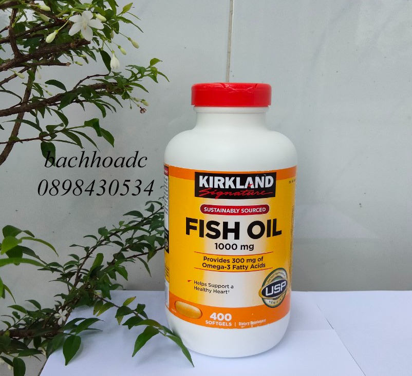 DATE 2024 Dầu Cá Kirkland Fish Oil 1000Mg 400 viên của Mỹ