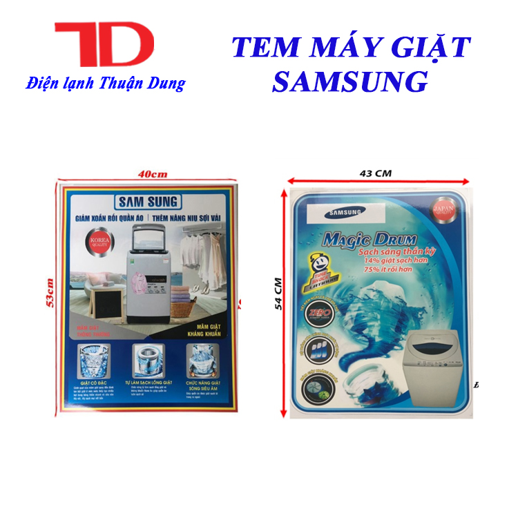 Tem dán máy giặt SAMSUNG, tem dán máy giặt, tem SAMSUNG