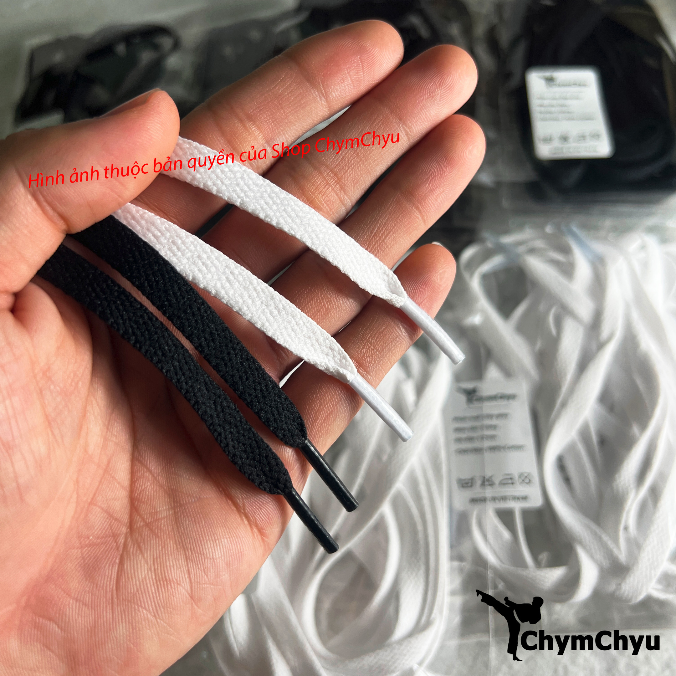 Dây giày thể thao cao cấp sneaker 2 màu đen trắng 120cm