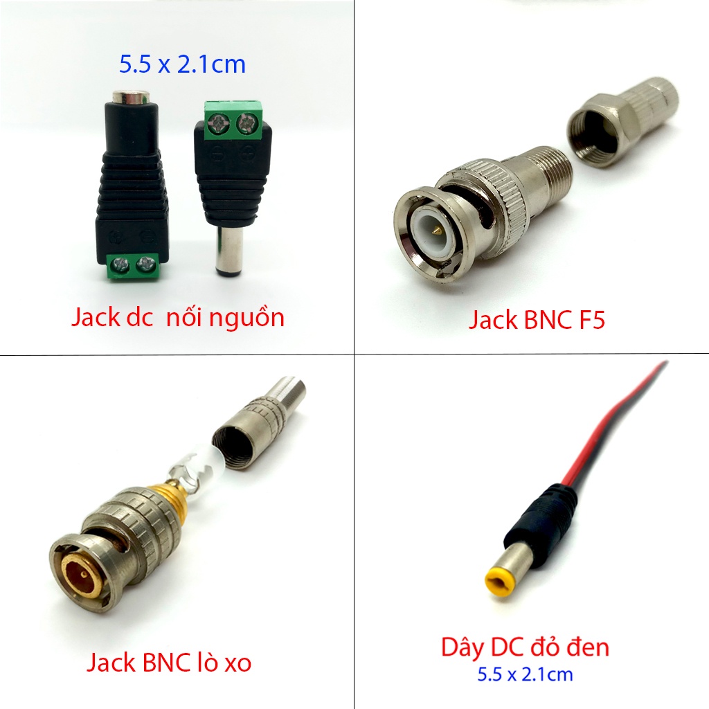 Jack DC đực cái , BNC lò xo, BNC F5, dc, Jack 12v nối nguồn camera, dùng chế cấp nguồn các thiết bị từ 1 đến 40v...