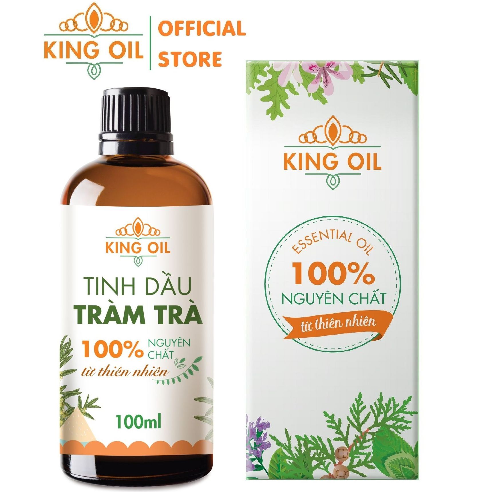 Tinh dầu Tràm Trà 100ml nguyên chất từ thiên nhiên, xông thơm phòng, khử khuẩn, chăm sóc da, giảm mụn, đuổi muỗi, giải cảm - KingOil