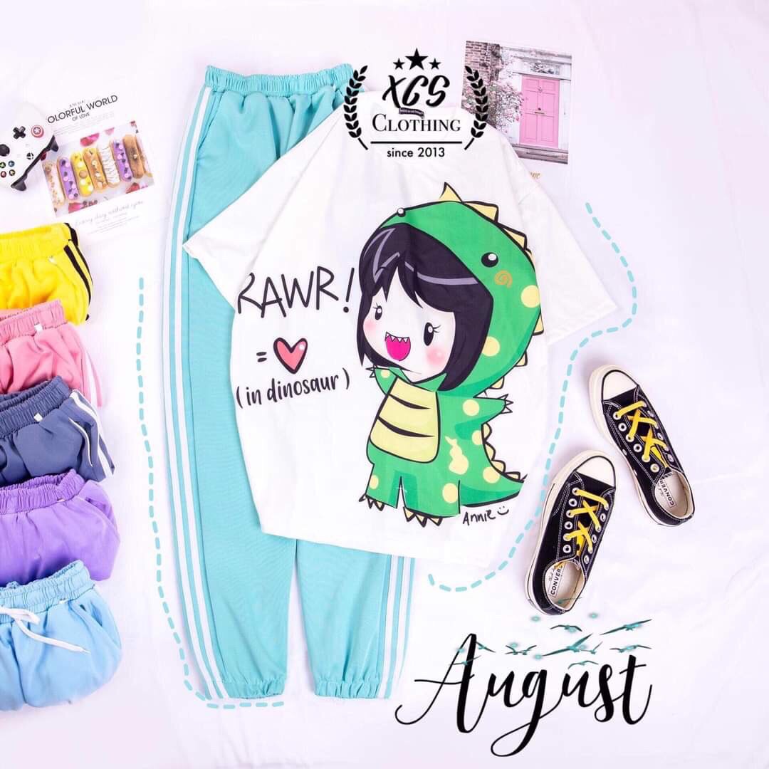 Set áo hoạt hình + quần jogger