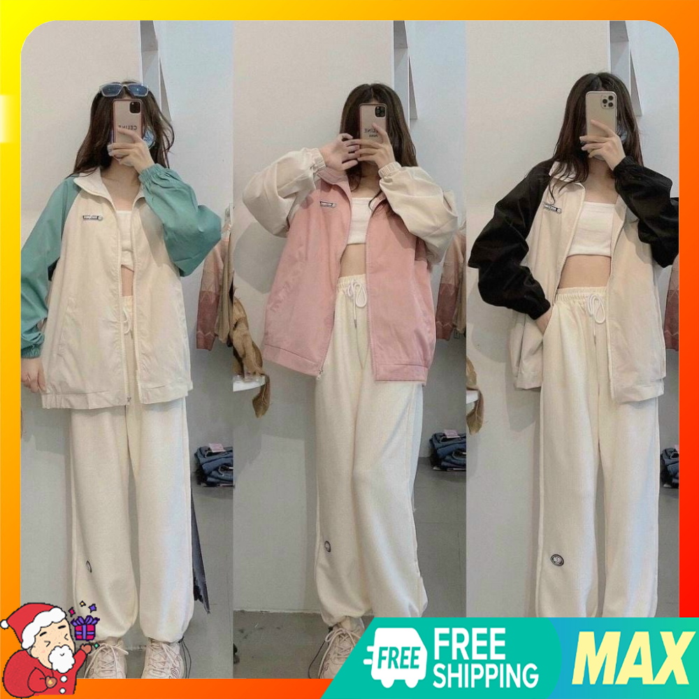 Áo khoác dù 2 lớp tay áo phối màu cực hot, lót dù mặc mát, logo in phong cách