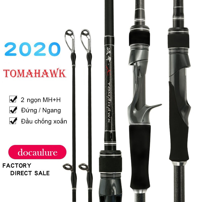 Cần câu lure - Cần câu lure máy đứng và máy ngang Tomahawk 2 ngọn MH + H
