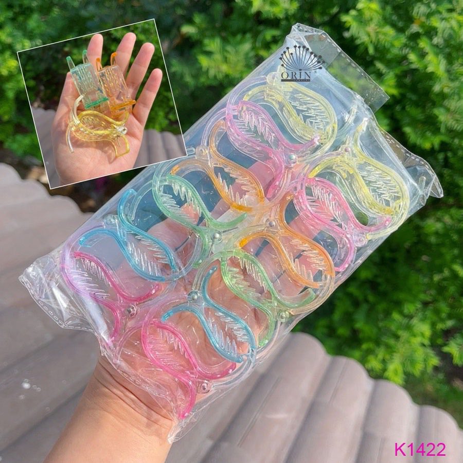 Set 12 kẹp tóc càng cua 3 răng nhiều màu trong suốt