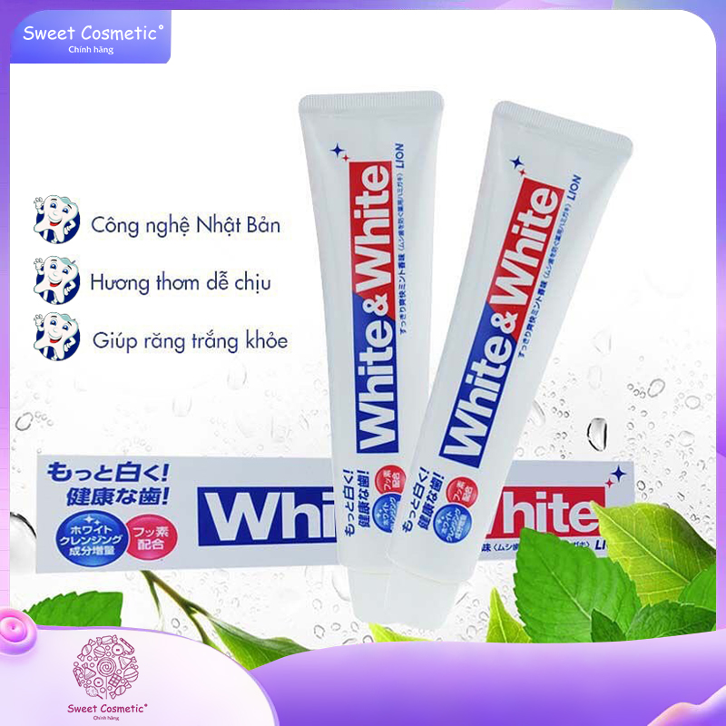 Kem đánh răng white & white nhật lion 150g