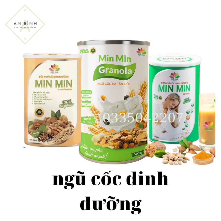 Gũ cốc hạt ăn liền Granola Min Min, ngũ cốc dinh dưỡng dạng hạt ăn liền