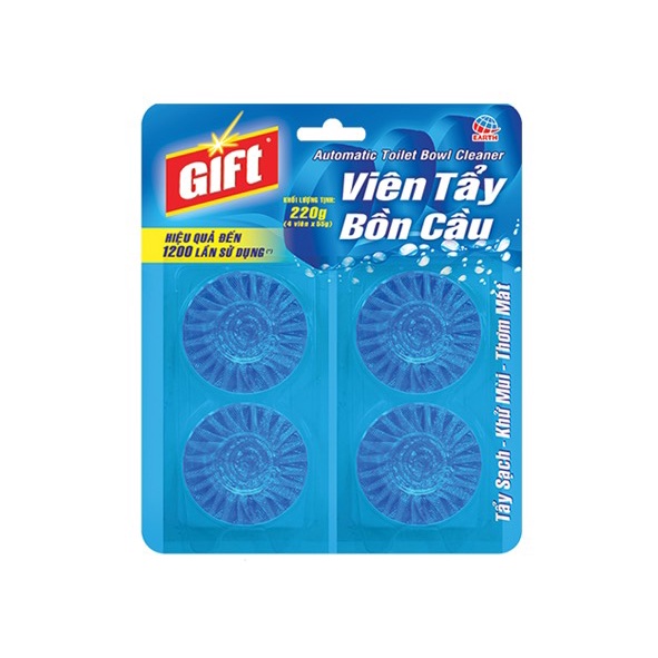 Viên tẩy bồn cầu Gift siêu sạch Vỉ 4 viên chống bám bẩn thành bồn cầu khử mùi hôi hiệu quả