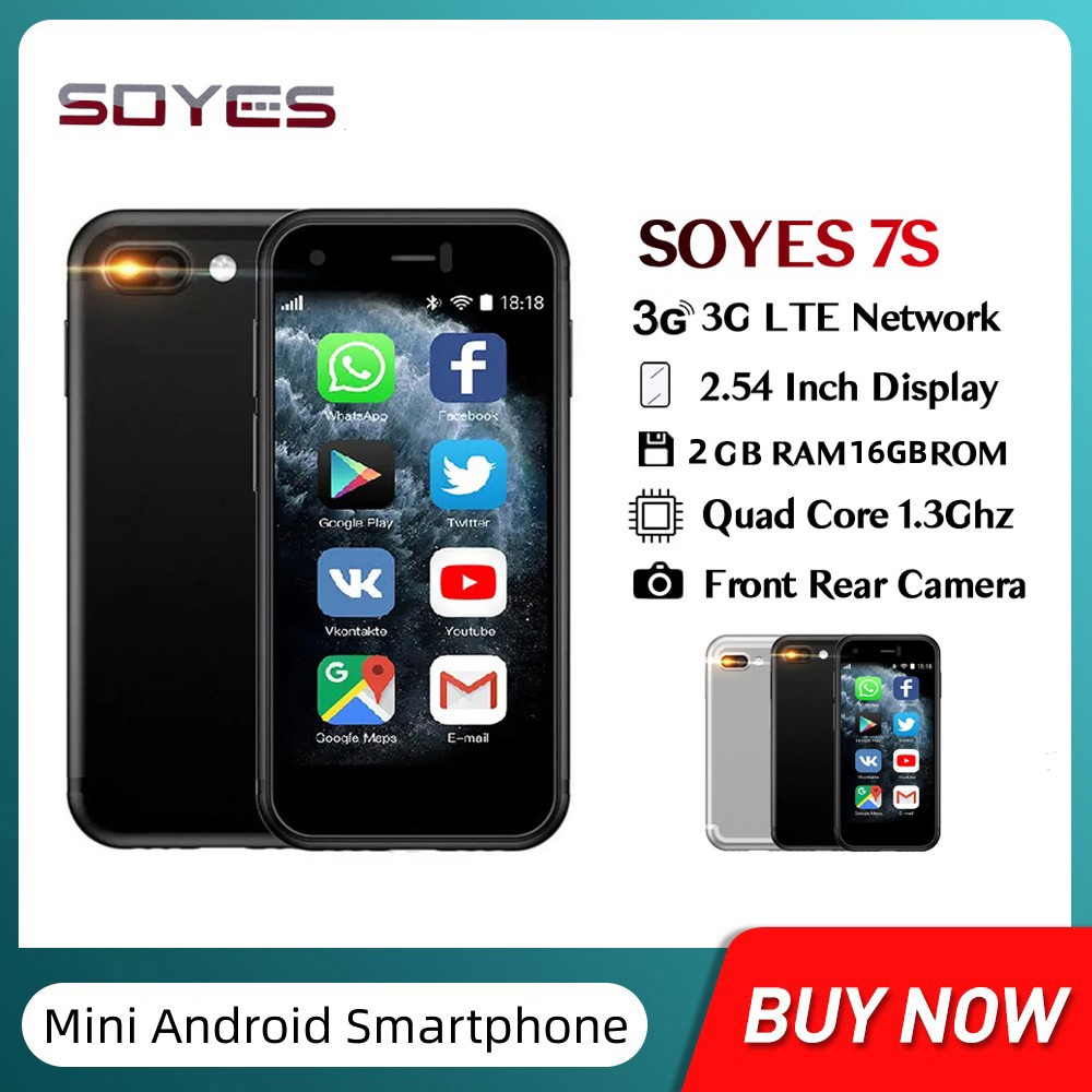 Soyes 7s mini android smart phone 2.54 high resolution screen 2gb ram 16gb rom dual sim mobile phone