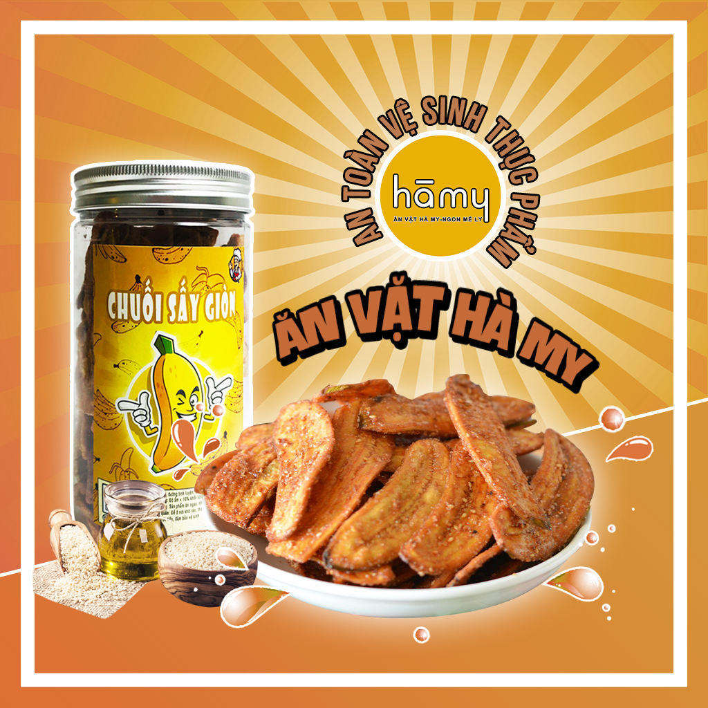 Chuối sấy giòn hũ 300g thơm ngon bổ dưỡng đồ ăn vặt Hà My