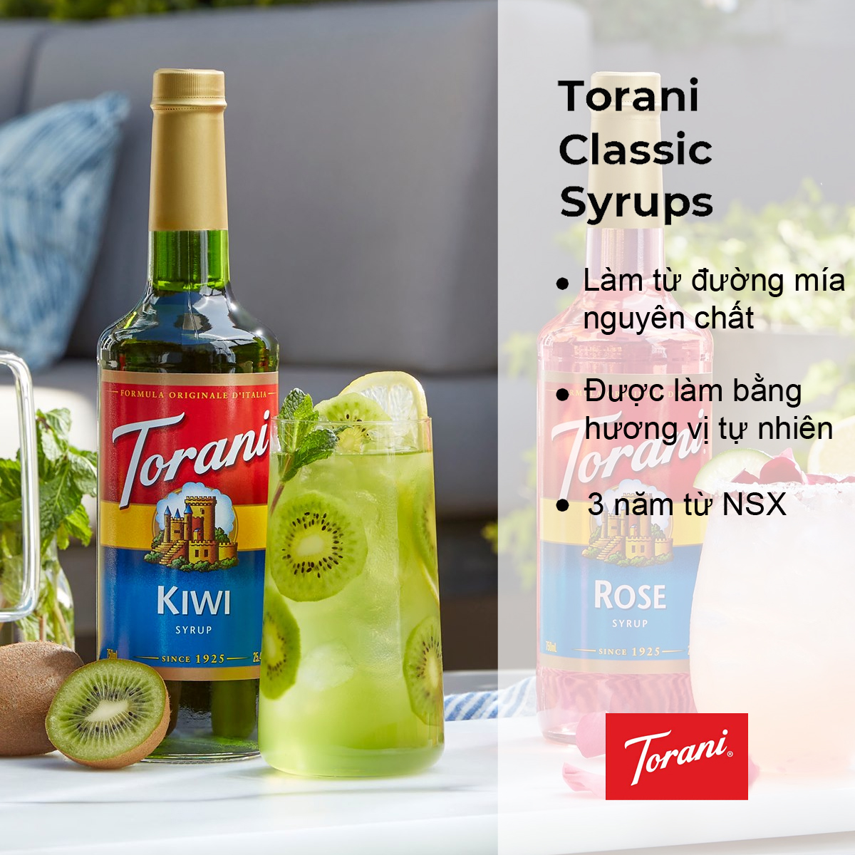Torani Classic Siro Pha Chế Hương Vị Kiwi Torani Classic Kiwi Syrup 750ml Mỹ