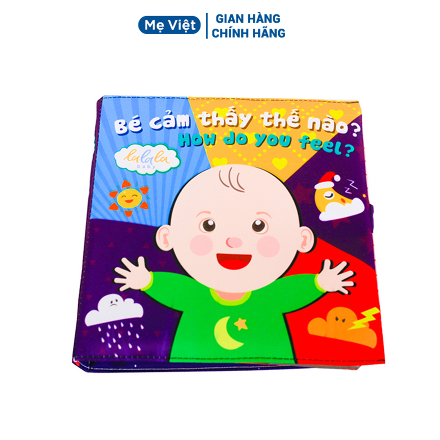 Sách vải song ngữ đa tương tác, bé cảm thấy thế nào? kích thước 18x18cm, 12 trang