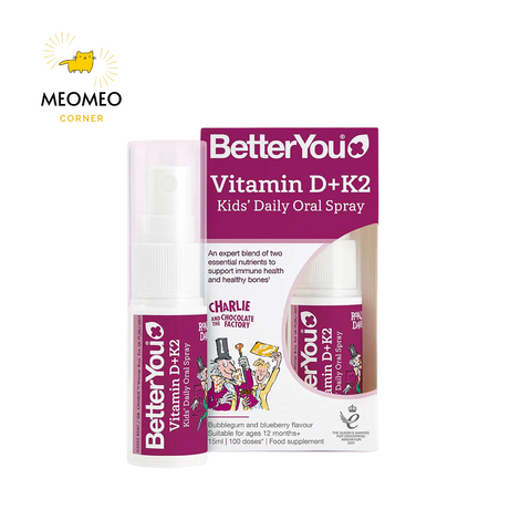 Xịt Vitamin D3 & K2 Dạng Xịt Better You D3K2 dành cho bé từ 1 tuổi của Anh Quốc 15ml