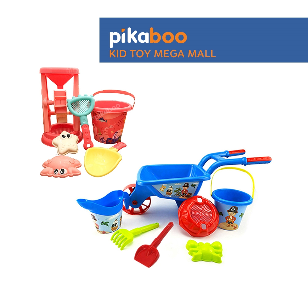 Bộ Đồ Chơi Guồng Cát Pikaboo Cho Bé, Guồng Quay Xúc Cát đi bơi đi biển chất liệu nhựa cao cấp an toàn