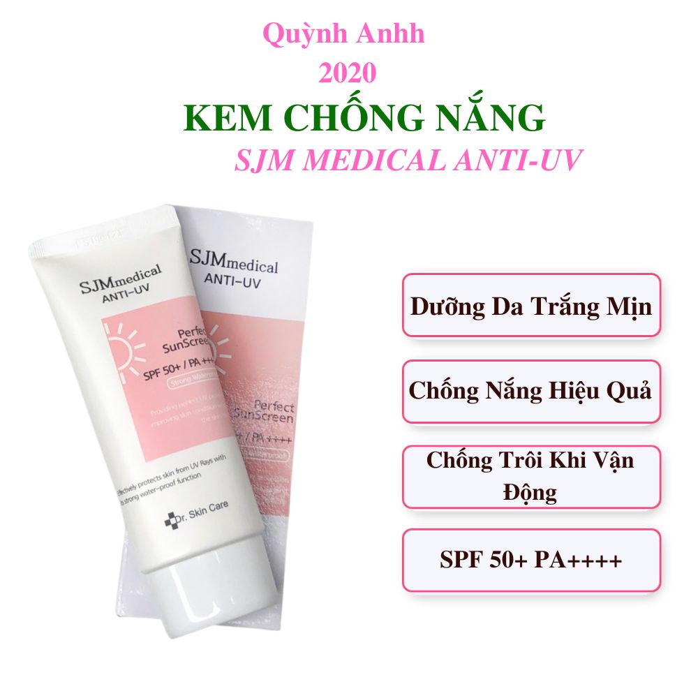 Kem Chống Nắng SJM medical Anti-UV Chống nắng chống nước cao Nâng tone trắng hồng Quỳnh Anhh 2020 60ml