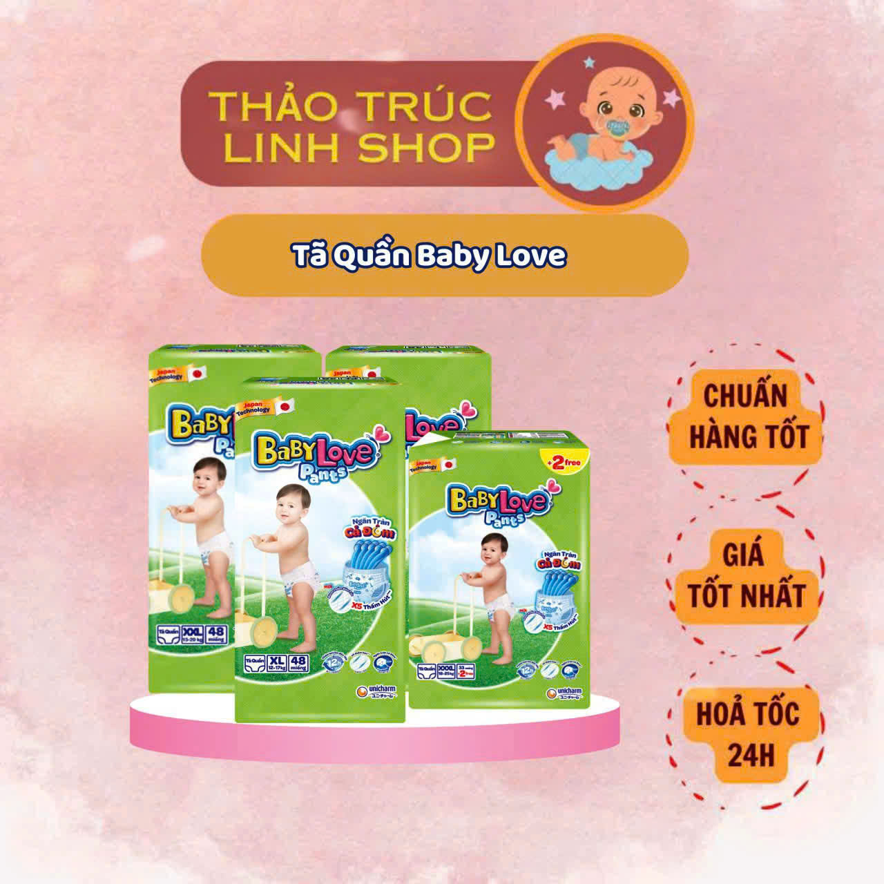 (2 gói tặng khăn ướt)Tã quần Baby Love Capy - Bỉm quần thiết kế chữ T, chống tràn, khô thoáng đủ size cho bé từ 6kg đến 35kg
