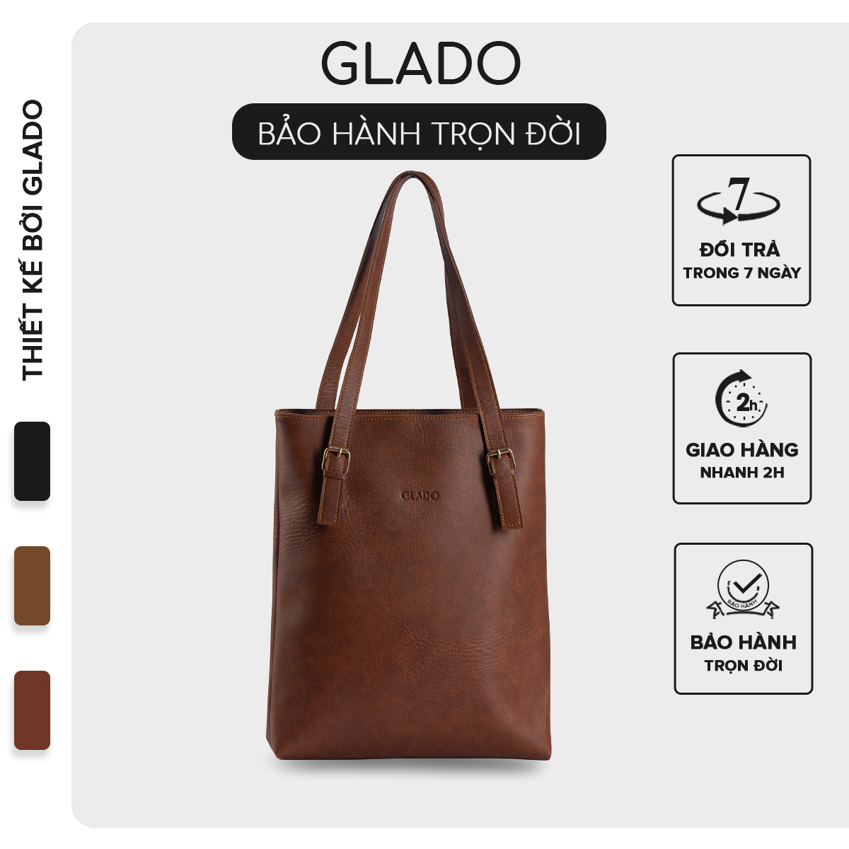 Túi xách nữ thời trang Glado màu bò đậm - TG004