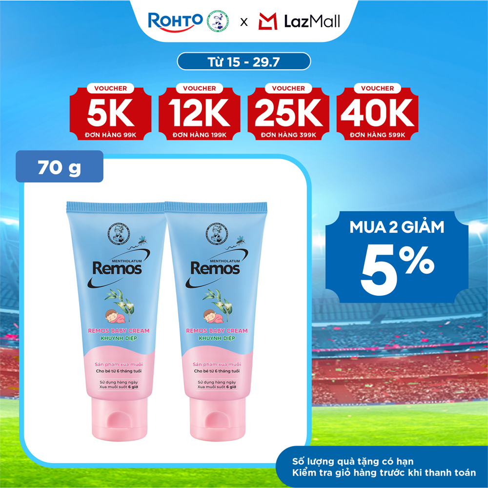 [VB] Combo 2 x Kem chống muỗi cho bé từ 6 tháng tuổi Remos Mentholatum hương Khuynh diệp (70g)