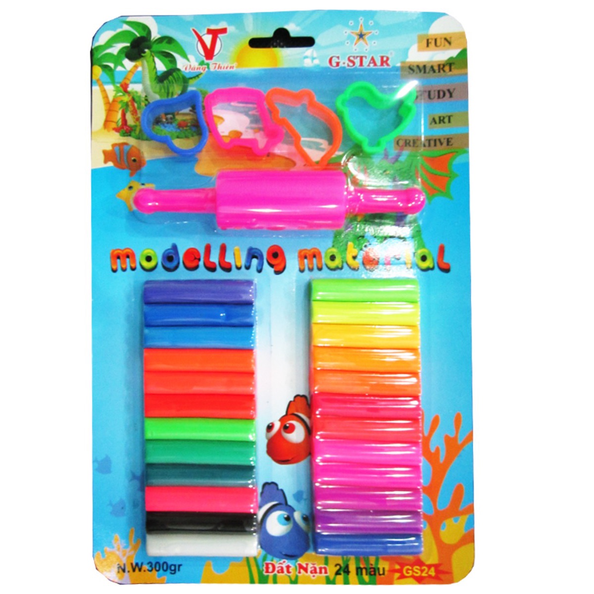 [MUA 2 GIẢM 5%][HCM]Bộ đất nặn 24 màu có khuôn và cây lăn