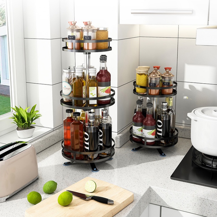 Kệ Đựng Gia Vị Xoay 💎360 Độ 2 Tầng, 3 Tầng, Kệ Để Đồ Nhà Bếp Thông Minh Dáng Vuông,💎 Tròn_Nutosan