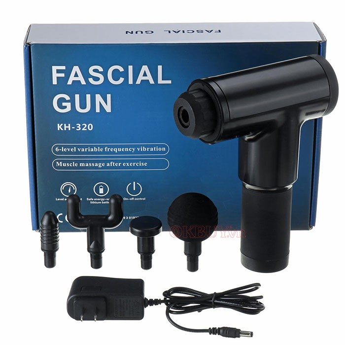 MÁY MASSAGE GUN 4 ĐẦU KH-320 Cầm Tay Giảm Giúp Đau Nhức Căng Cơ Tay Chân Lưng Đùi. Hàng Nhập Khẩu 100% Chất Lượng Cao.