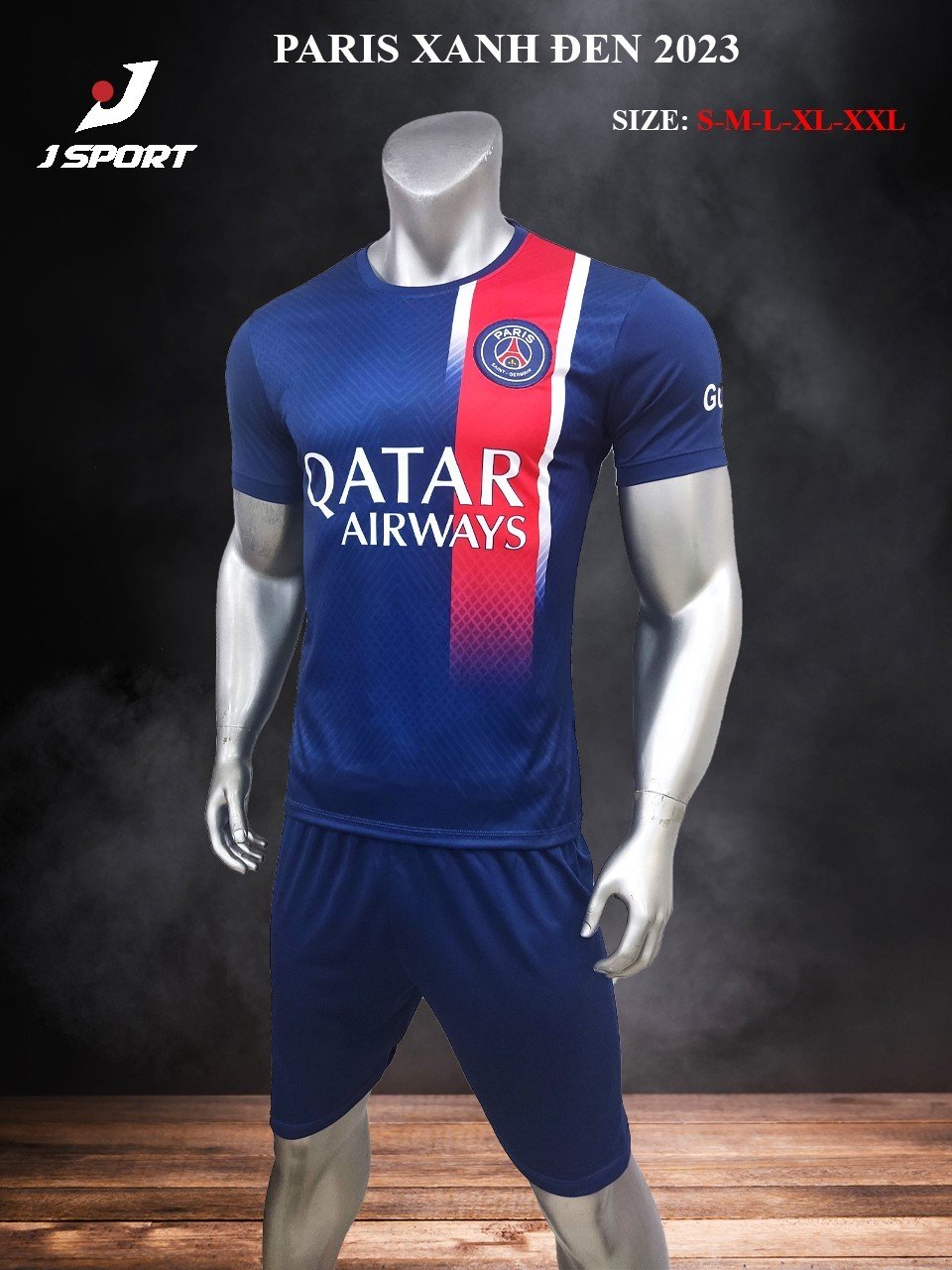 Bộ quần áo đá bóng PARI xanh đen mùa giải 2023 - 2024