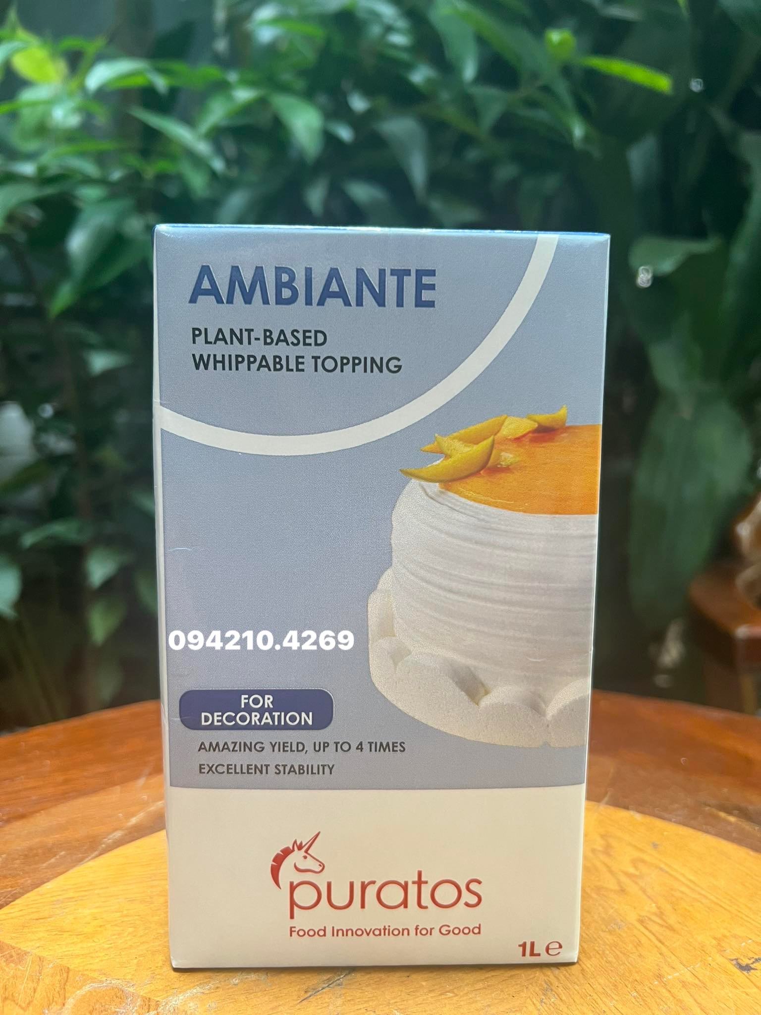|mới về| kem topping ambiante hộp 1l- ngậy ngon chuyên dùng pha chế đồ uống/trang trí bánh - bao bì mới