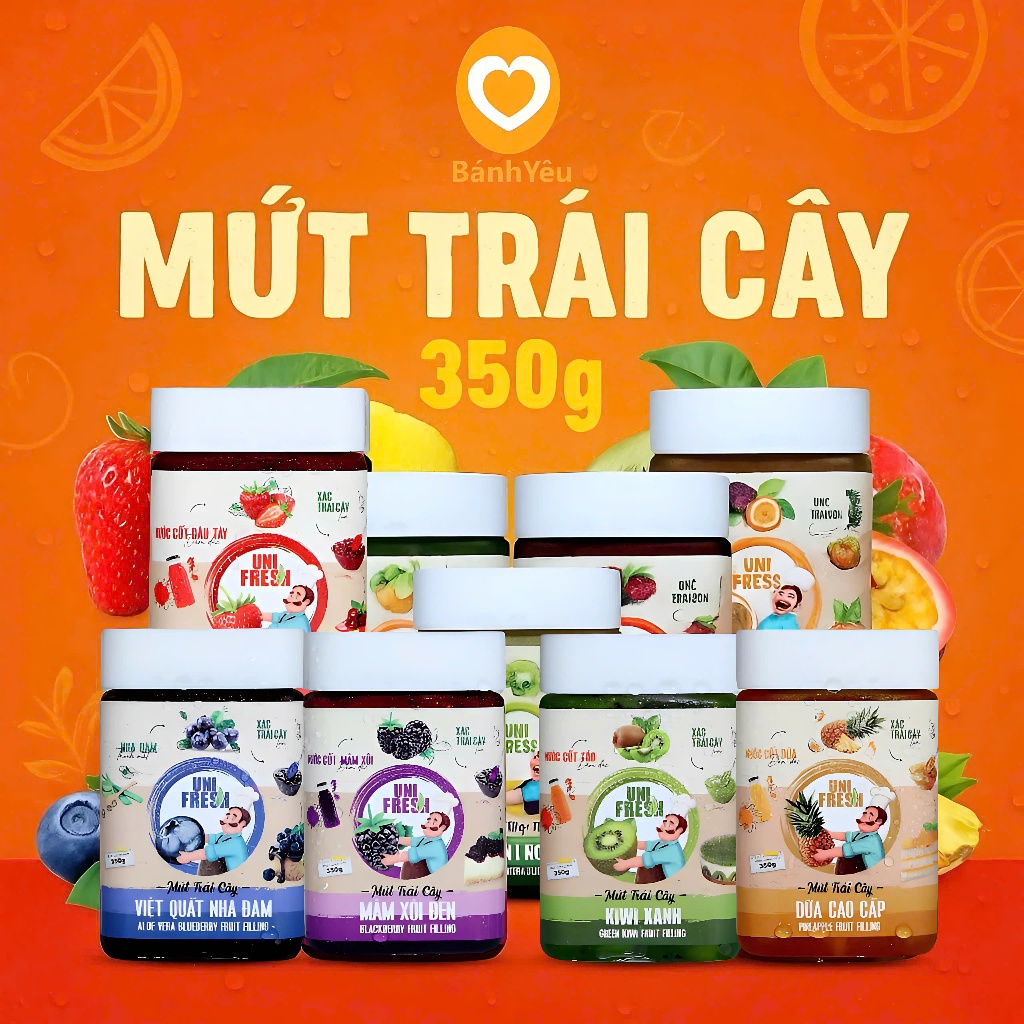 Mứt Trái Cây UniFresh 350g – Có Miếng Trái, Dùng Cho Nhân Bánh & Yogurt