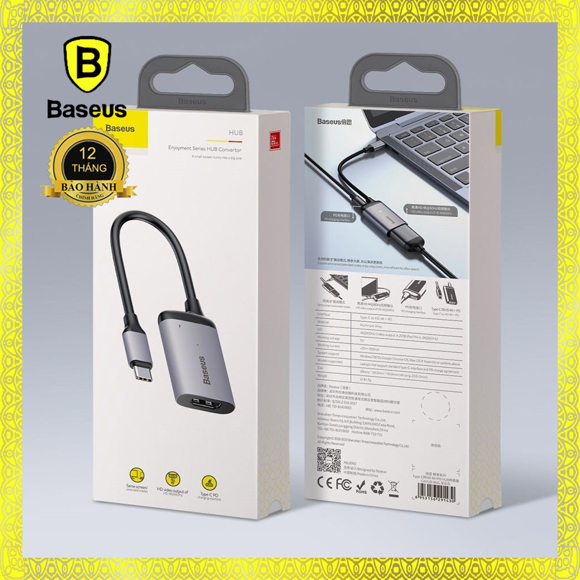 Bộ Hub chuyển đổi Baseus Enjoyment Series Type-C HUB Convertor cho Smartphone/ iPad/ Laptop/ Macbook