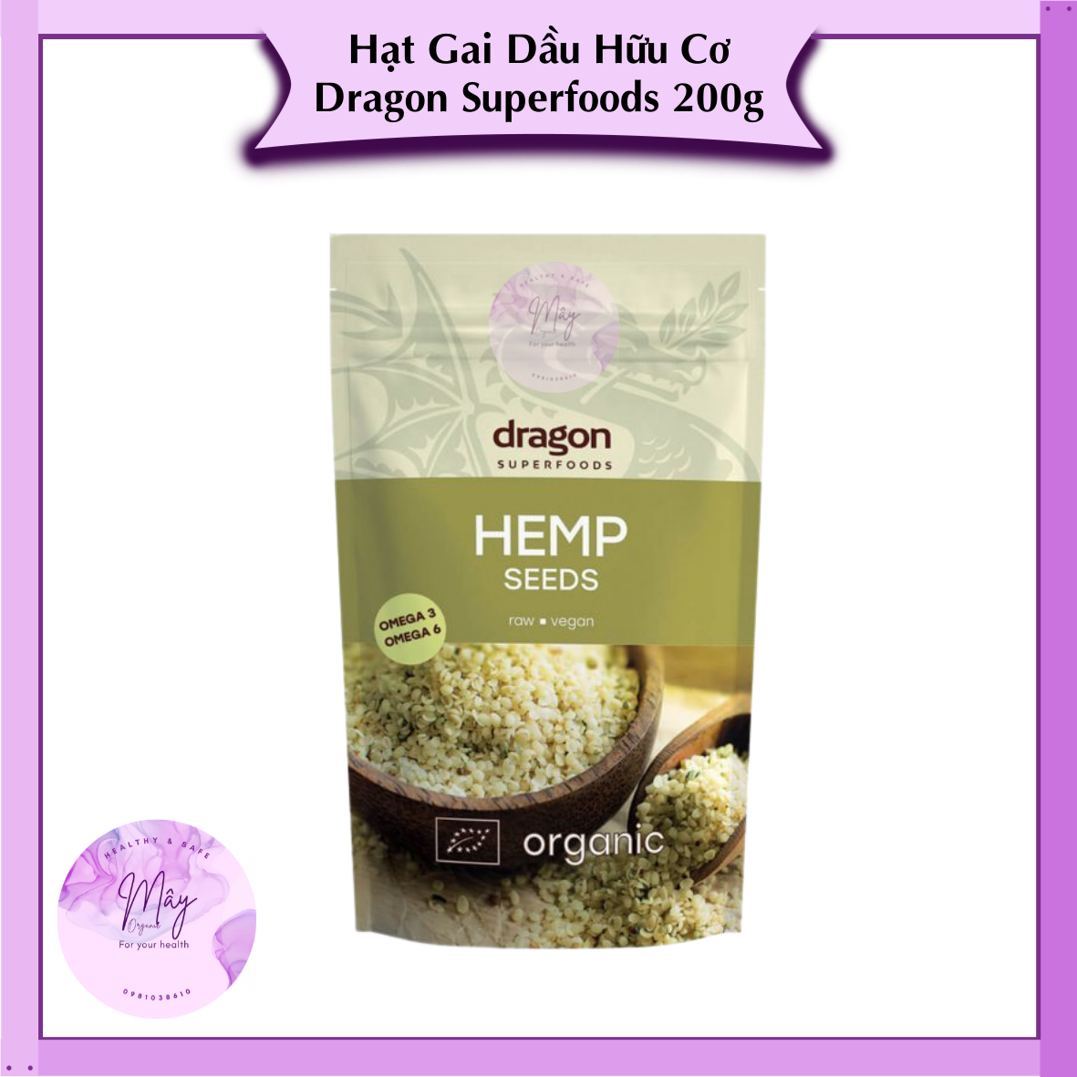 Hạt gai dầu hữu cơ Dragon Superfoods 200g