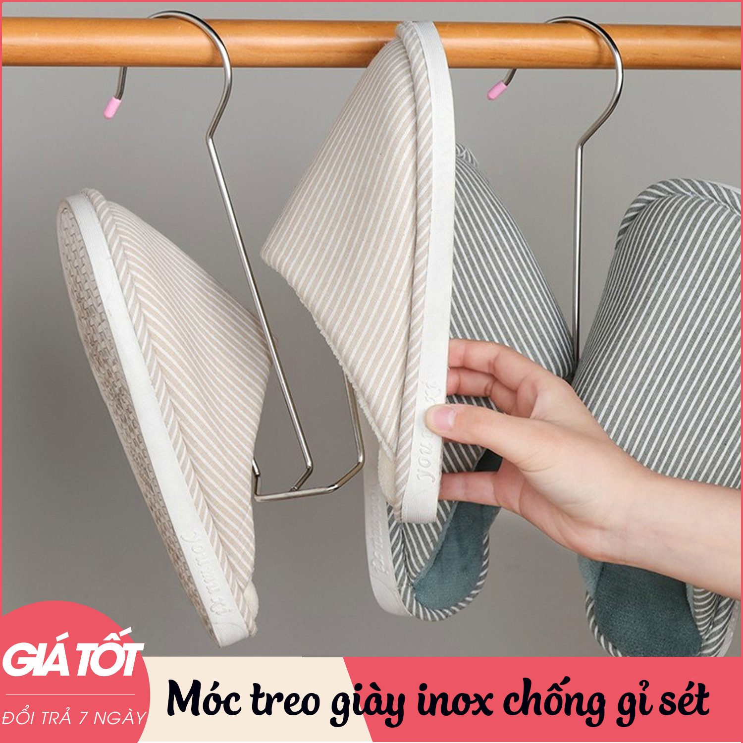 Móc Treo phơi giày dép bằng Inox Chống gỉ sét, Móc treo giữ phom giày dép bằng inox 304 dày, Chắc chắn, chịu lực tốt, chất lượng cao