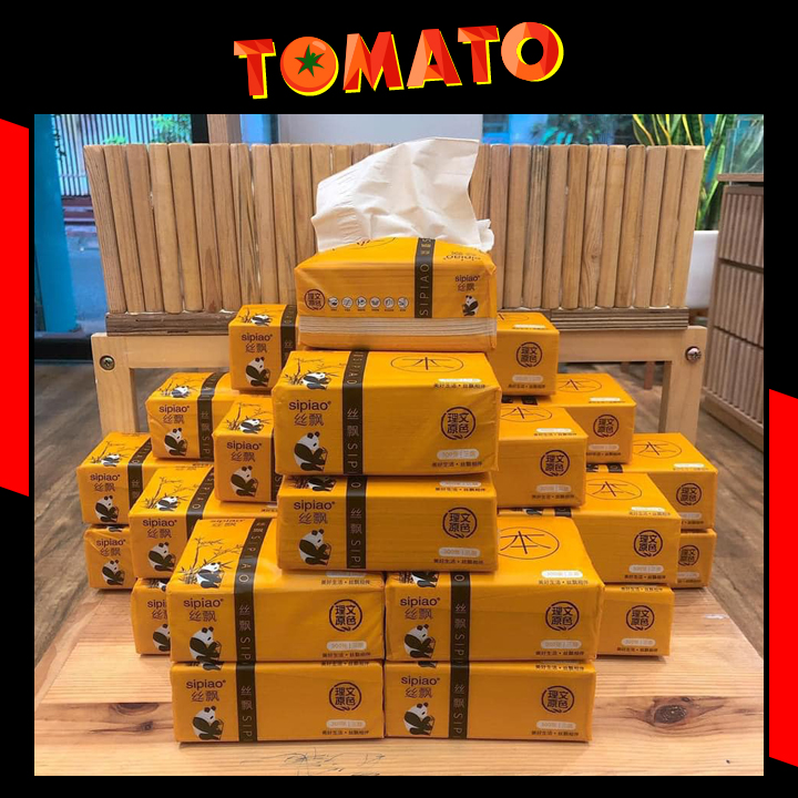 Combo 30 gói Khăn giấy rút giấy ăn gấu trúc SIPIAO làm từ sợi tre siêu mềm siêu dai