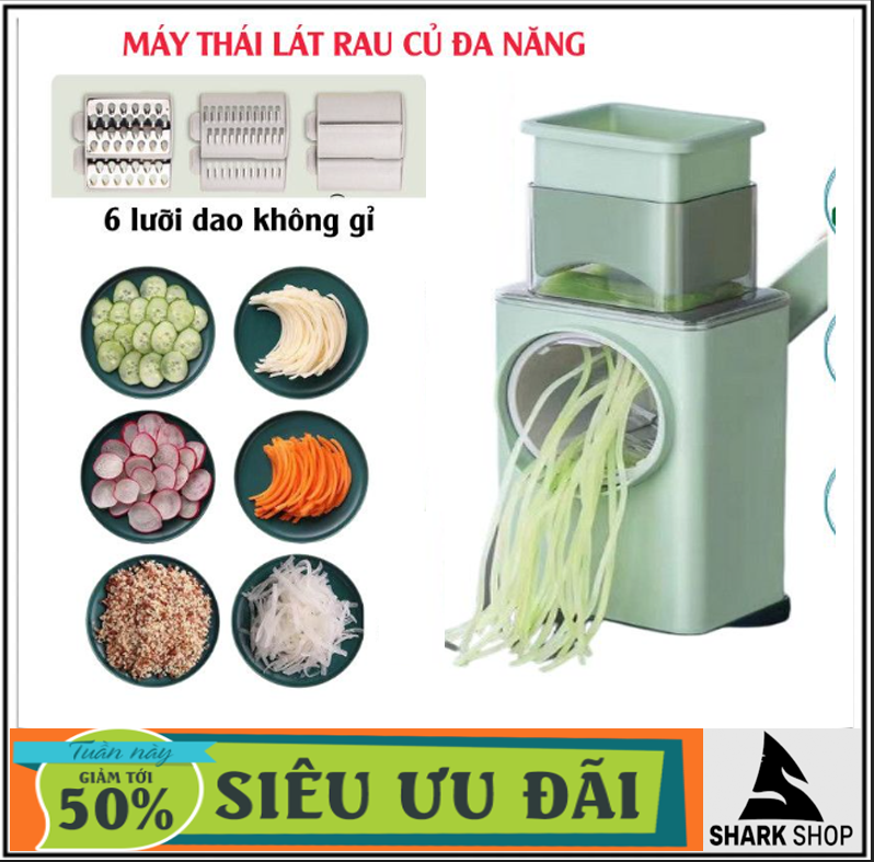 Máy Cắt,Gọt,Nạo Sợi Băm Nhỏ Rau Củ Quả Đa Năng,Máy Cắt Hành,Máy Cắt Lát Chanh,Máy Bào Sợi Rau Củ Bằng Tay Kèm 6 Lưỡi Dao Cắt Nhỏ Gọn Tiện Dụng,An Toàn Sử Dụng Tiết Kiệm Thời Gian Của Các Bà Nội Trợ