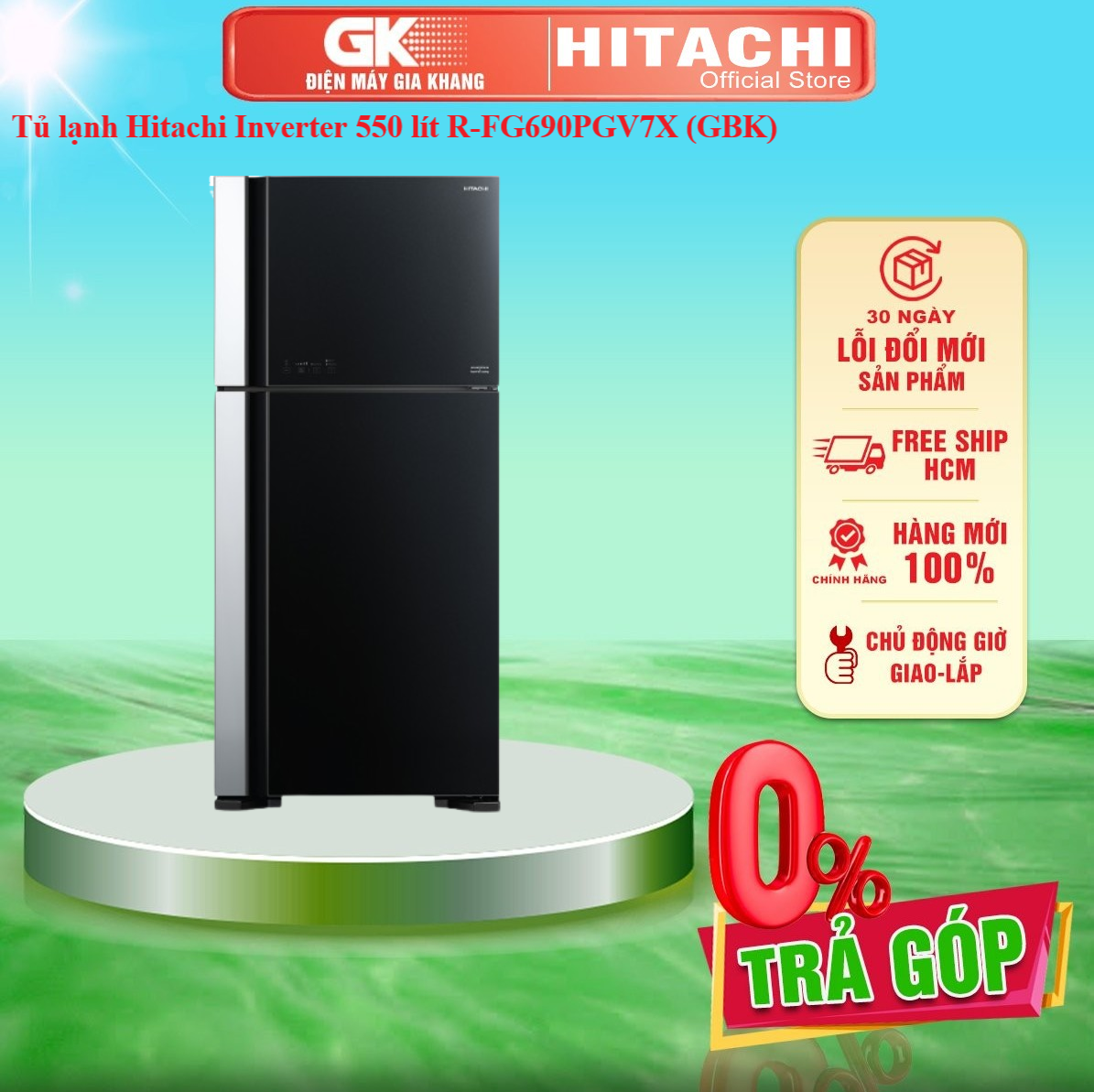 Tủ lạnh hitachi 550 lít r-fg690pgv7x - giao toàn quốc - freeship hcm
