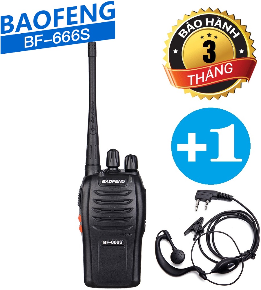 Bộ đàm Baofeng BF-666S + Tai Nghe Chuyên Dụng - BH:3 Tháng