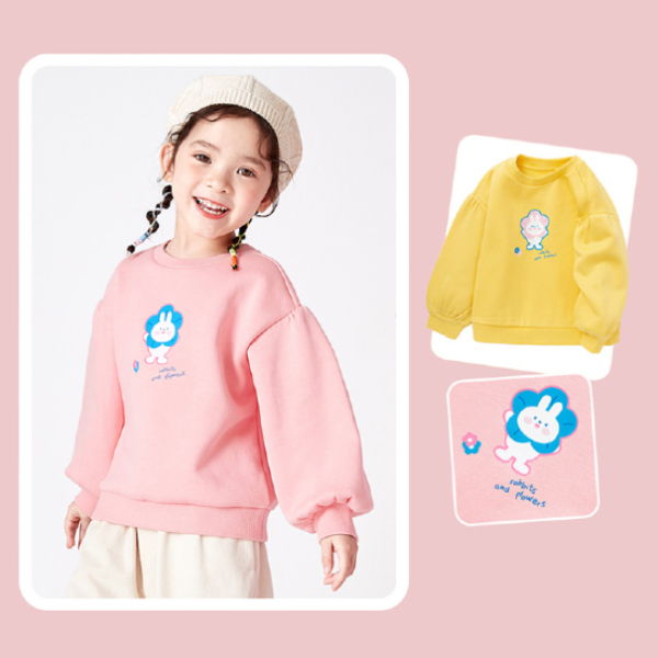 Áo nỉ bông tay bồng cho bé gái BabyloveGO cực kỳ xinh xắn in hình dễ thương có size lớn AN003 Vkid Store