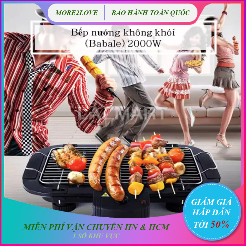 BẾP NƯỚNG BBQ CAO CẤP, Bếp nướng điện máy XANH - Thiết Kế Bằng Nhựa Chịu Nhiệt, Có Công Tắc An Toàn Tự Ngắt Điện ,Tiết Kiệm Điện Năng - Bếp nướng thịt - Bếp nướng ngoài trời - Lò ăn nướng - More2love