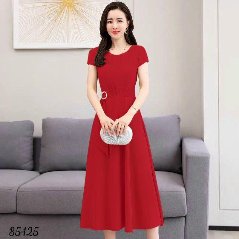 [HCM]Đầm Voan Lụa Nữ Hai Lớp Form Xòe Dài Qua Gối Thanh Lịch Dự Tiệc Phối Hợp Công Sở Siêu Đẹp Có Size Lớn KHMNG