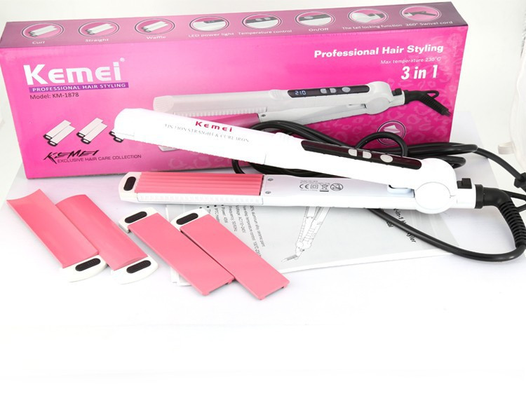 Máy duỗi kẹp bấm tạo kiểu tóc 6 thẻ điều chỉnh nhiệt độ kemei km-1878