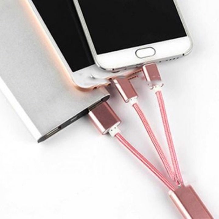 Cáp 3 đầu móc khóa (micro, iphone, usb) đa năng tiện dụng an toàn cao cấp