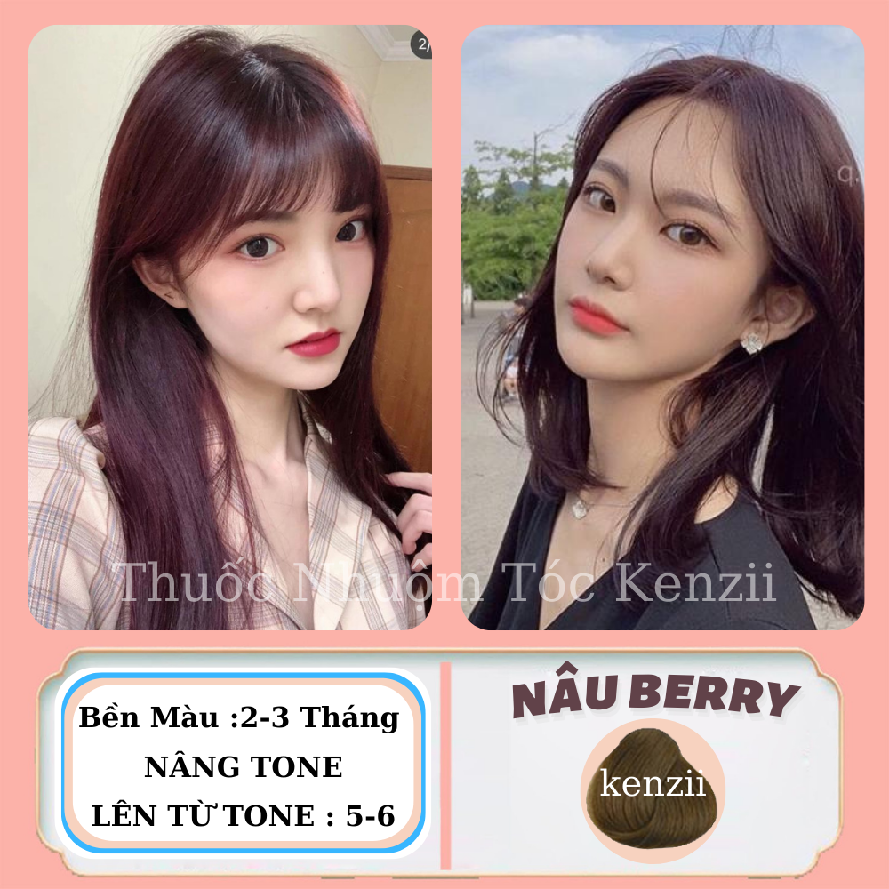 Thuốc nhuộm tóc NÂU BERRY lên từ tone 5 - 6 ( Tặng oxi ) KENZII | Thuốc nhuộm nâu màu NÂU BERRY