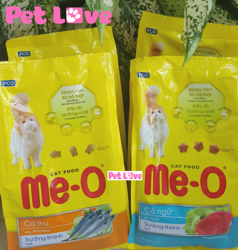 COMBO 4 MEO thức ăn hạt cho mèo lớn (2 vị: cá thu + cá ngừ; 1,4kg)