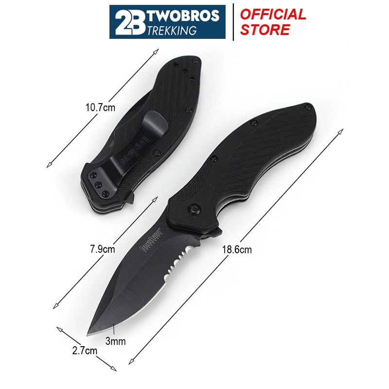 Dao Phượt Kershaw D2, Dao Du Lịch chất liệu thép không gỉ, độ cứng cao và rất sắc bén, mang đi phượt, du lịch tiện lợi
