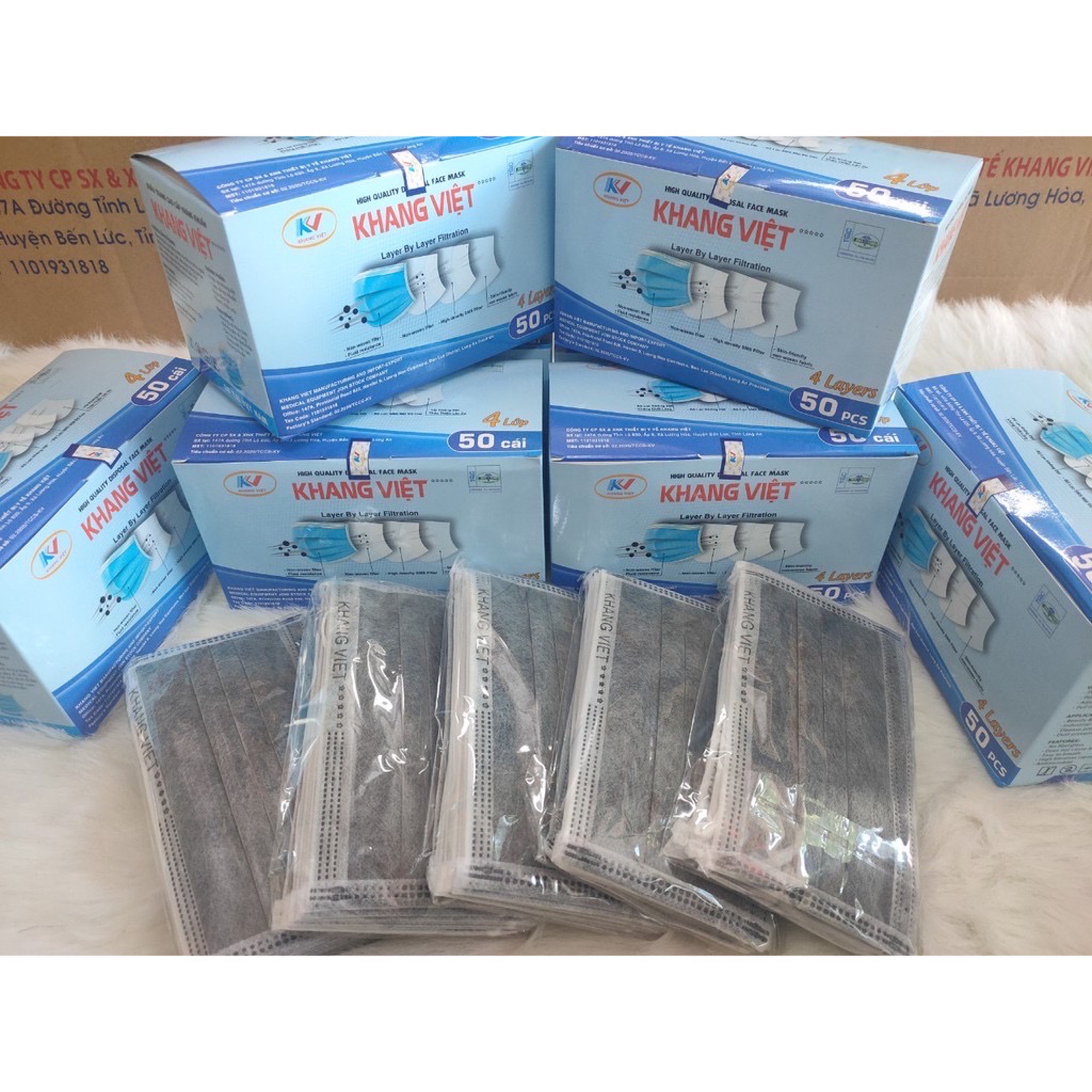 [HCM][50Cái/hộp] KHẨU TRANG Y TẾ 4 LỚP KHÁNG KHUẨN KHANG VIỆT HÀNG VIỆT NAM CHẤT LƯỢNG CAO
