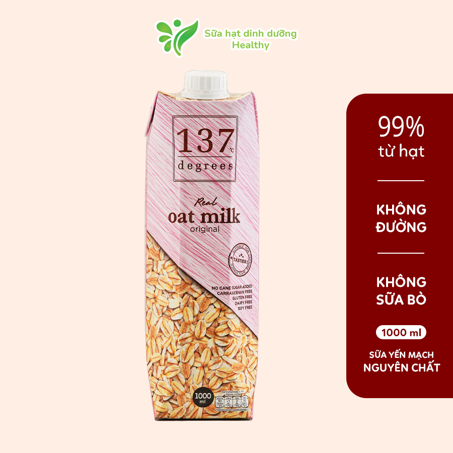 Sữa hạt yến mạch nguyên chất 137 degrees thái lan - không đường, không sữa bò, không đậu nành 137 degrees