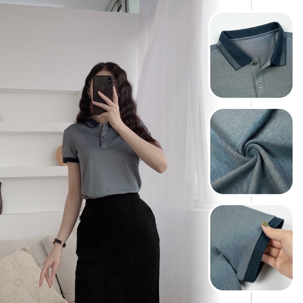 Áo Polo Nữ áo phông có cổ chất cotton mắt chim, mềm mịn, chống bai xù, nhiều màu Blue Monday WAT 020 V1