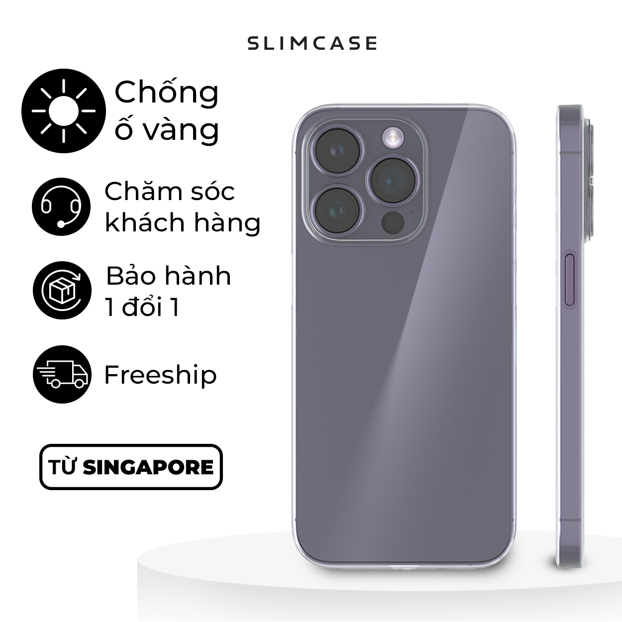 Ốp lưng Slimcase Cao cấp, Siêu mỏng dành cho iP 14/15 Series - Nhựa Armour Plastic không ố vàng - Hàng chính hãng