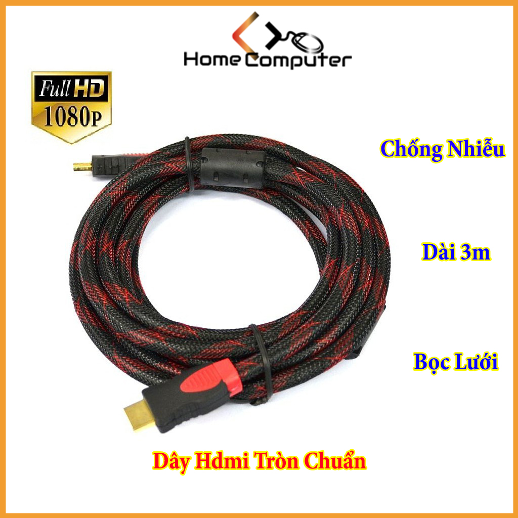 Dây Hdmi - Dây Cáp Tín Hiệu HDMI 1.5m, 3m, 5m Tròn Bọc Lưới Chuẩn 1.4v Hàng Chất Lượng. Bảo Hành 3 Tháng